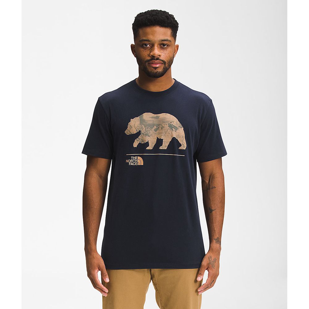 The North Face T-Shirts Mens Australia - The North Face Bearscape Short Sleeve Navy (NHI-305471)